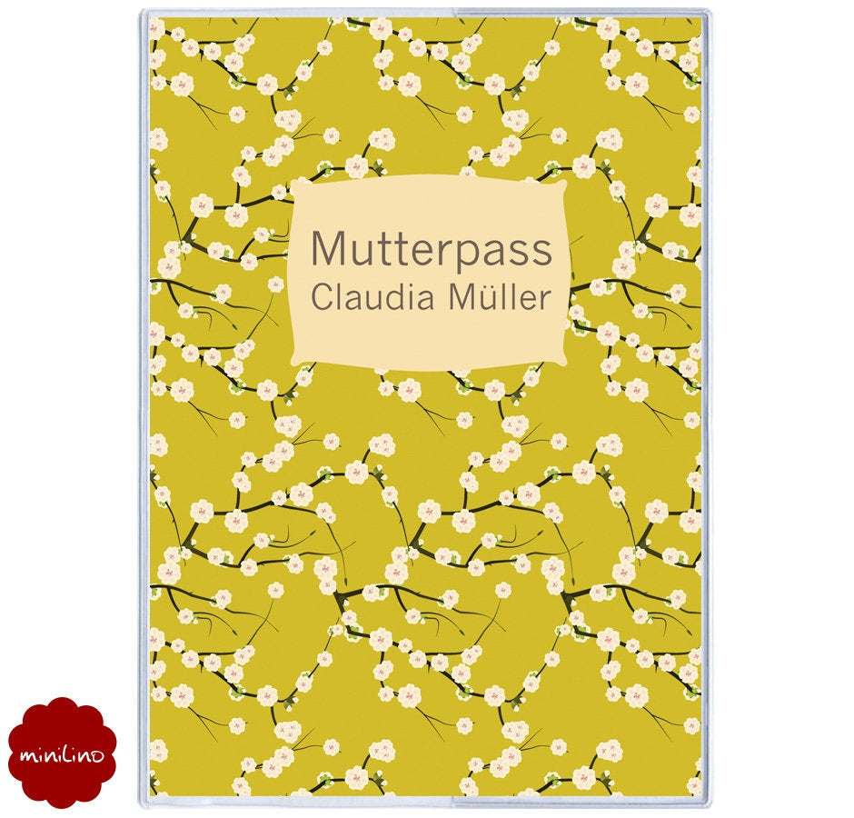 Kirschblüten Mutterpass Cover, personalisiert, Schwangerschaft
