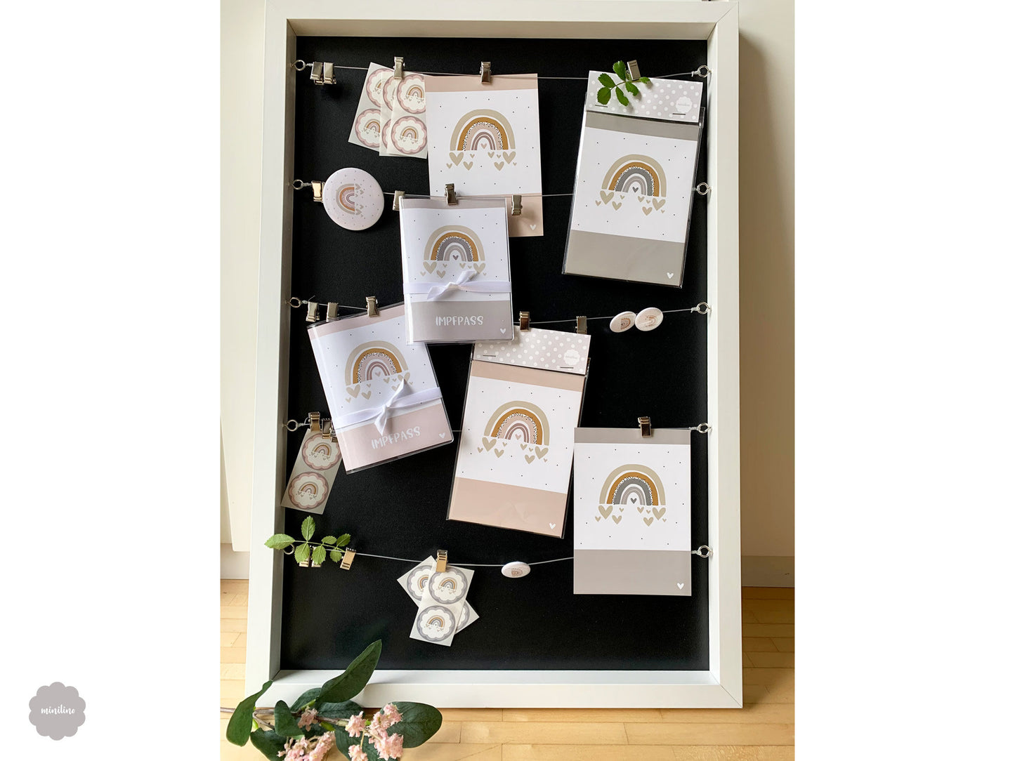 Aufkleber SET Regenbogen grau, Sticker