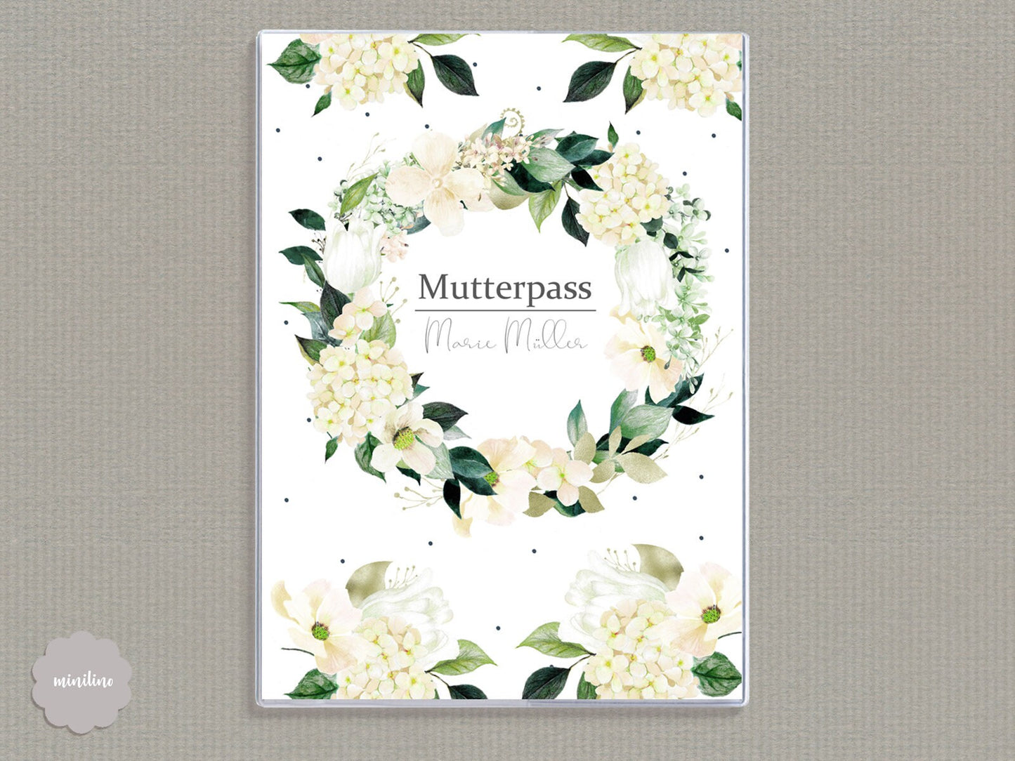 SET U-Heft Hülle & Impfpass Umschlag, Blumenkranz rosa