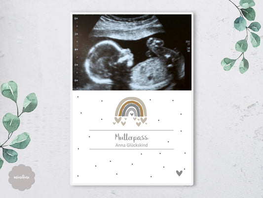 Schöne Mutterpass Hülle mit Deinem Ultraschallbild, personalisiert