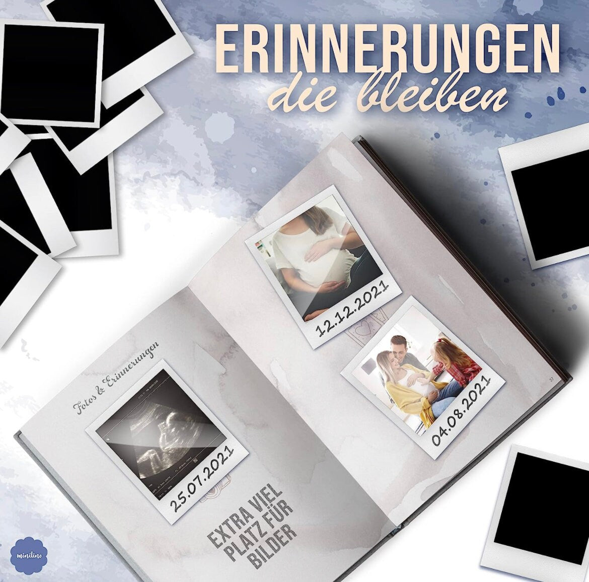 SCHWANGERSCHAFTSTAGEBUCH UNISEX, Geschenk Schwangerschaft, geeignet für werdende Mütter - gratis Ratgeber als e-book