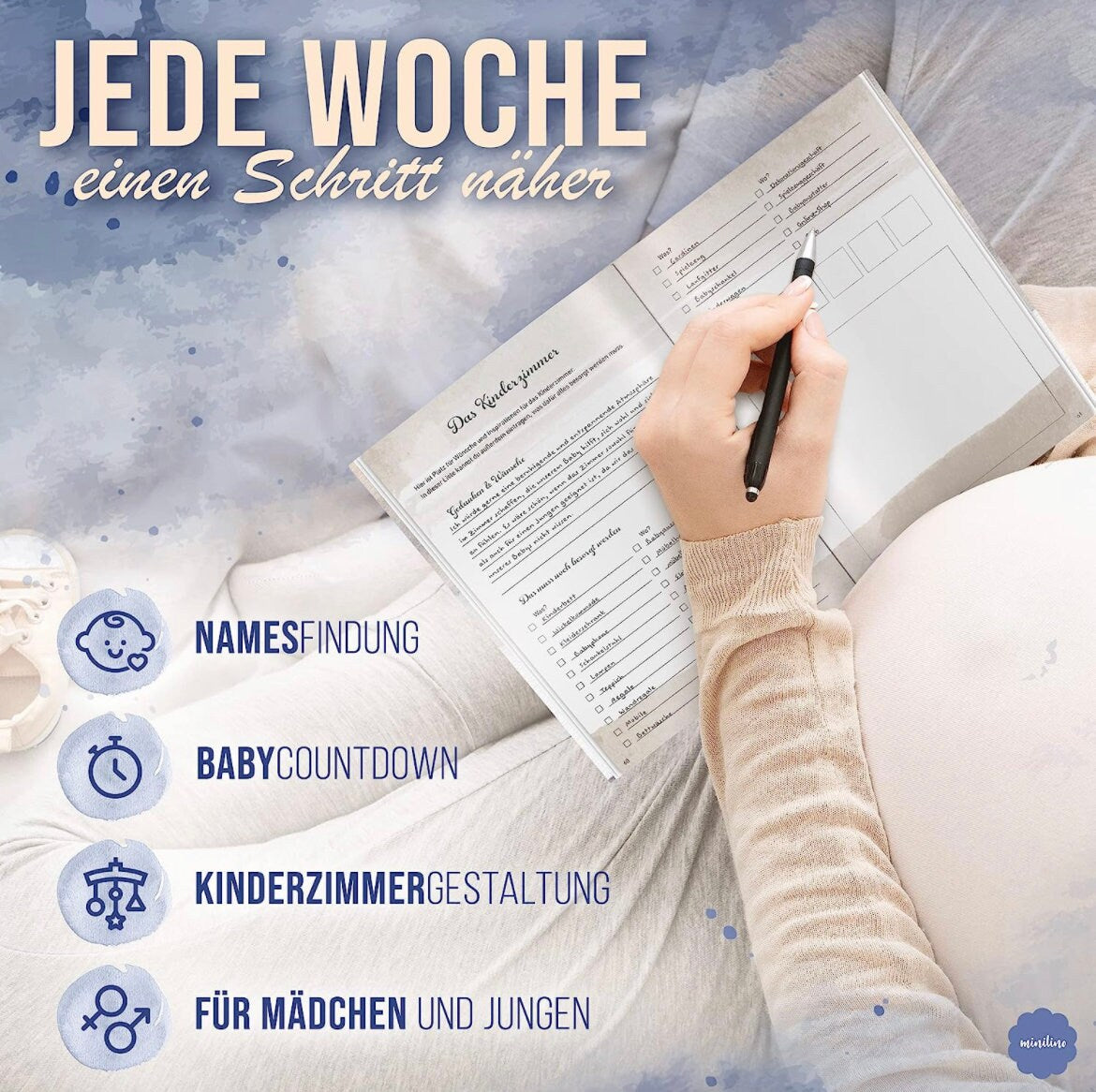 SCHWANGERSCHAFTSTAGEBUCH UNISEX, Geschenk Schwangerschaft, geeignet für werdende Mütter - gratis Ratgeber als e-book