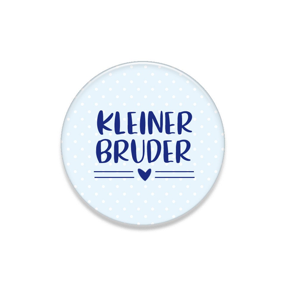 Geschwister Button/Magnet/Anhänger/Spiegel, kleiner Bruder, Geschenk zur Geburt