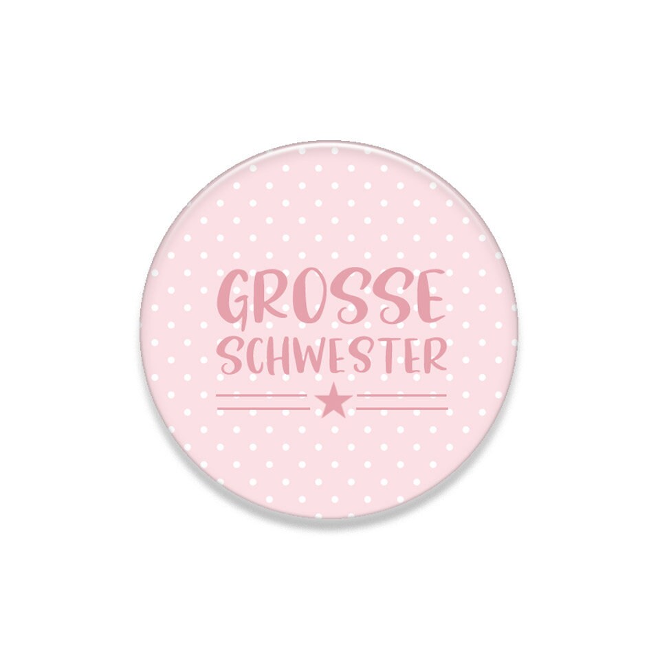 Geschwister Button/Spiegel/Magnet/Anhänger, Grosse Schwester, Geschenk zur Geburt