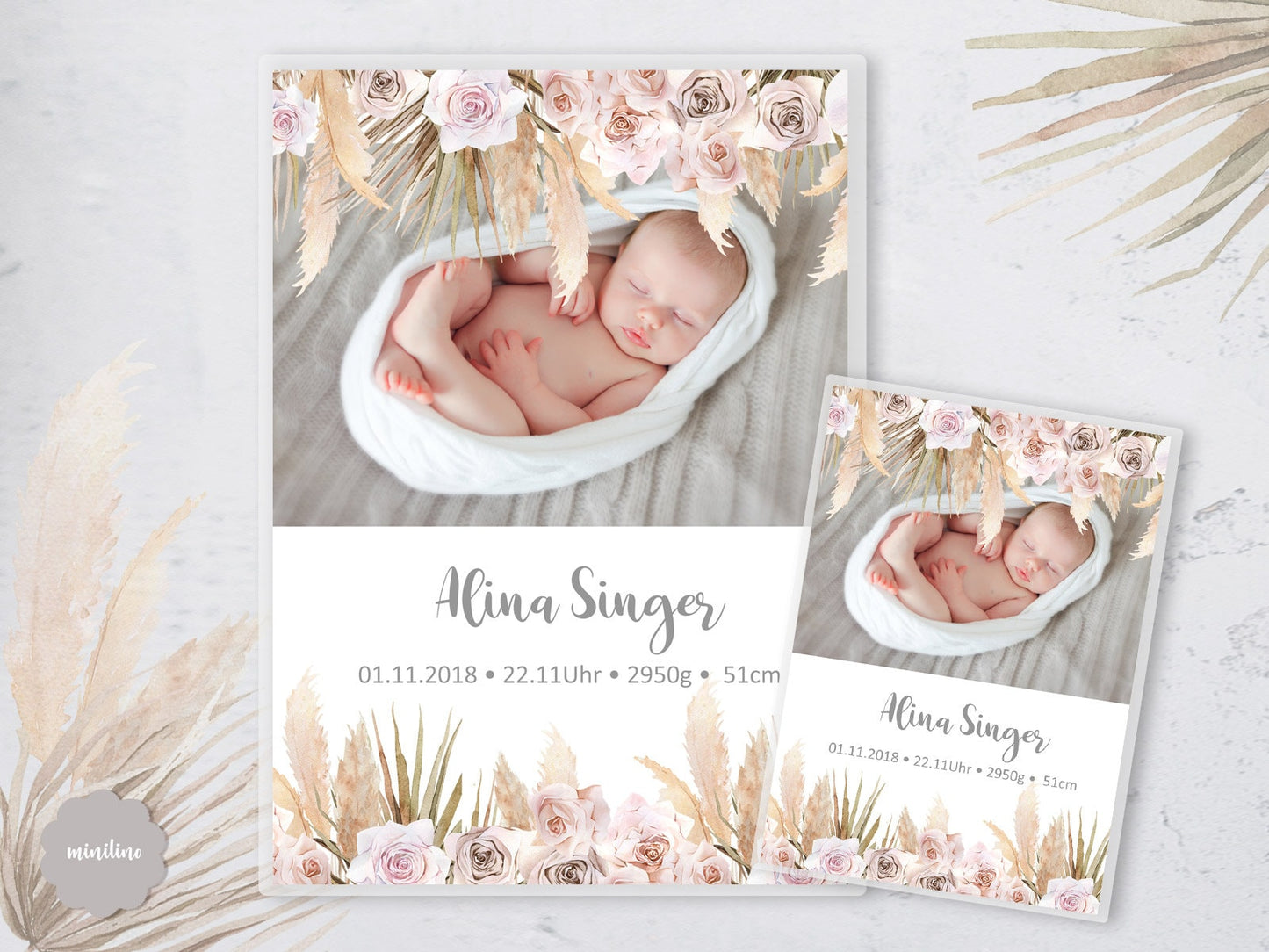 Foto U Heft Hülle & Impfpass Umschlag, Pampas personalisiert Geschenk