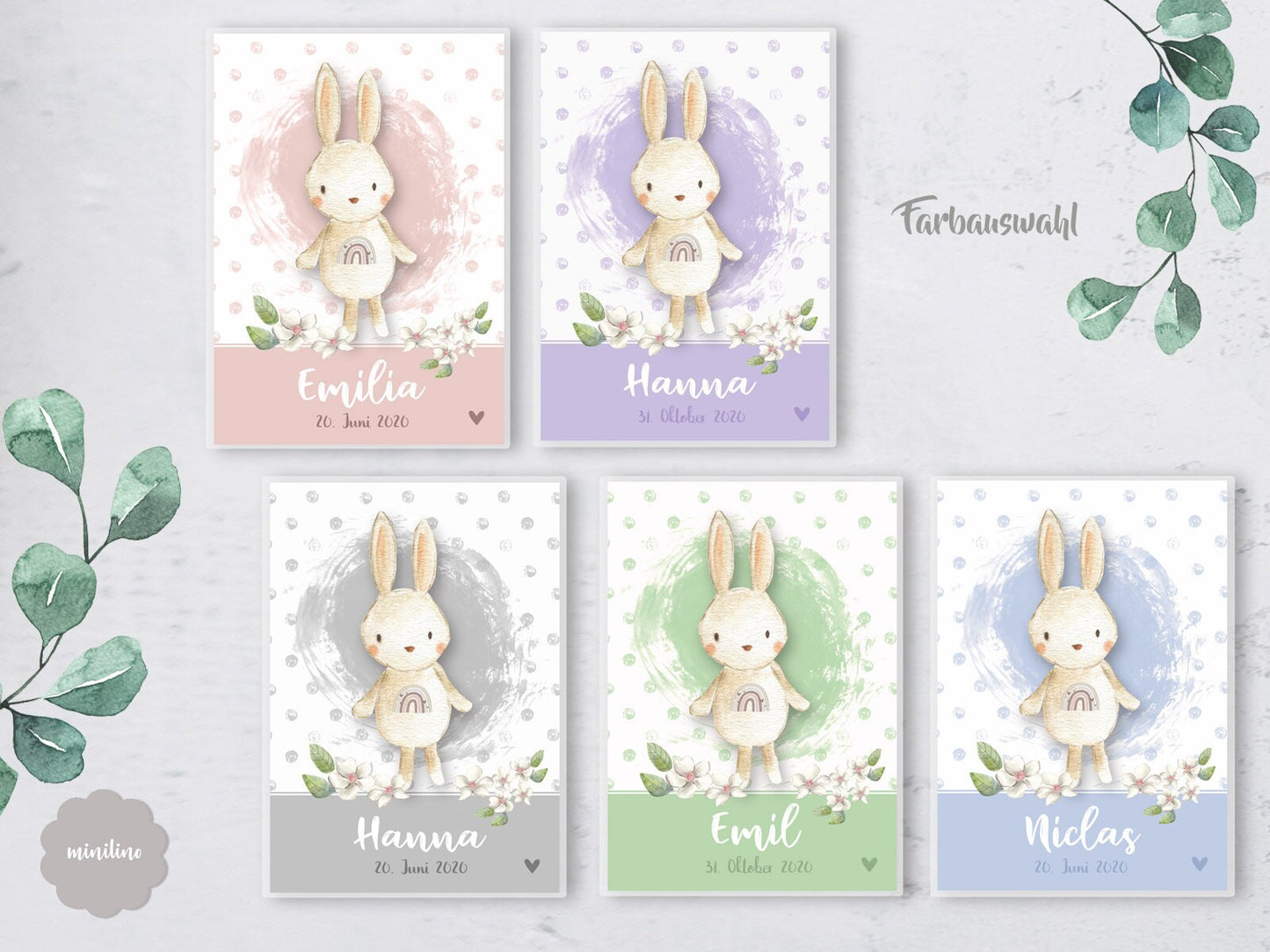 SET U-Heft Hülle & Impfpass Umschlag, Hase für Mädchen