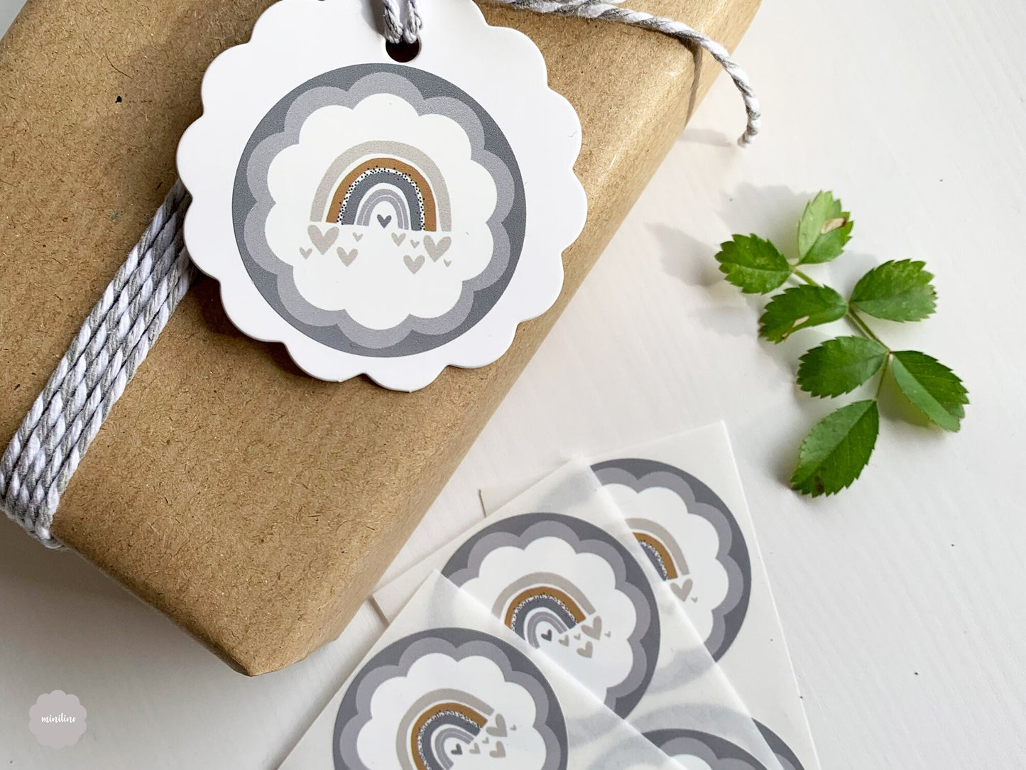 Aufkleber SET Regenbogen grau, Sticker