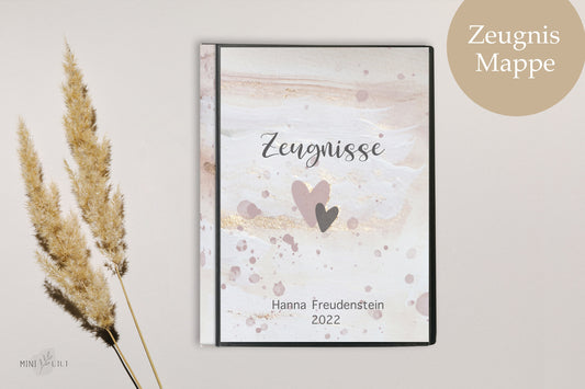 Zeugnismappe für Schule mit Namen personalisiert Mädchen Schule, 1 Tag Schule